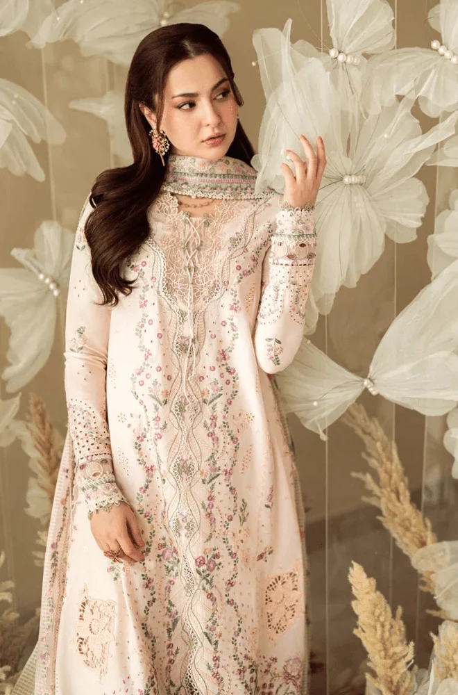 QALAMKAR - 3PC Lawn Chikankari Embroidered Shirt with Monar broidered Dupatta aEmnd Trouser - BFB0724 - Image 5