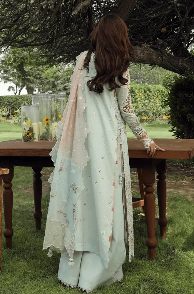QALAMKAR - 3PC Lawn Chikankari Embroidered Shirt with Monar Embroidered Dupatta and Trouser - BFB0725 - Image 2