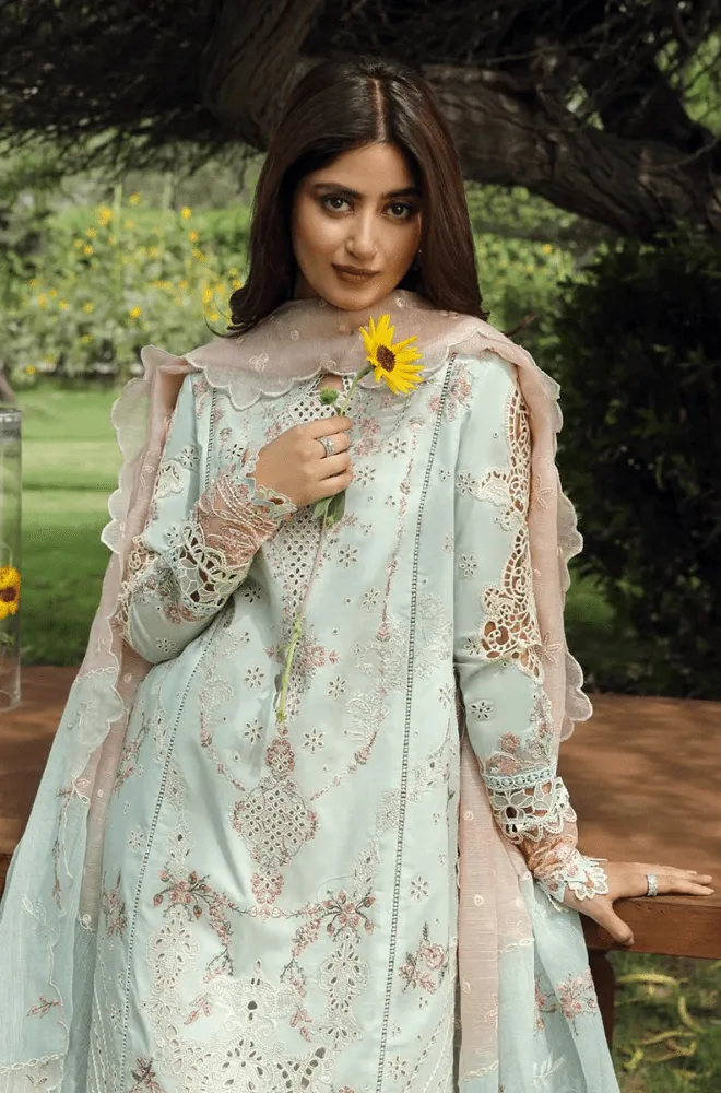QALAMKAR - 3PC Lawn Chikankari Embroidered Shirt with Monar Embroidered Dupatta and Trouser - BFB0725 - Image 3