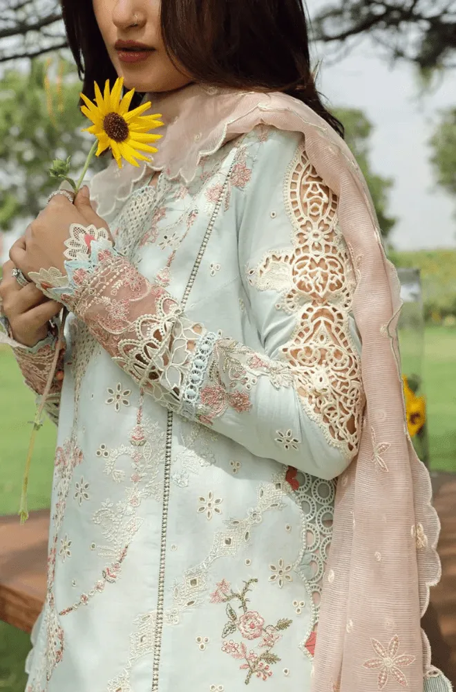QALAMKAR - 3PC Lawn Chikankari Embroidered Shirt with Monar Embroidered Dupatta and Trouser - BFB0725 - Image 5