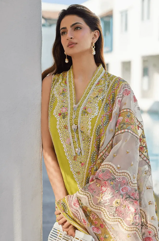 FAIZA SAQLAIN - 3PC Lawn Chikankari Embroidered Shirt with Monar Embroidered Dupatta and Trousert - BFB0726 - Image 4