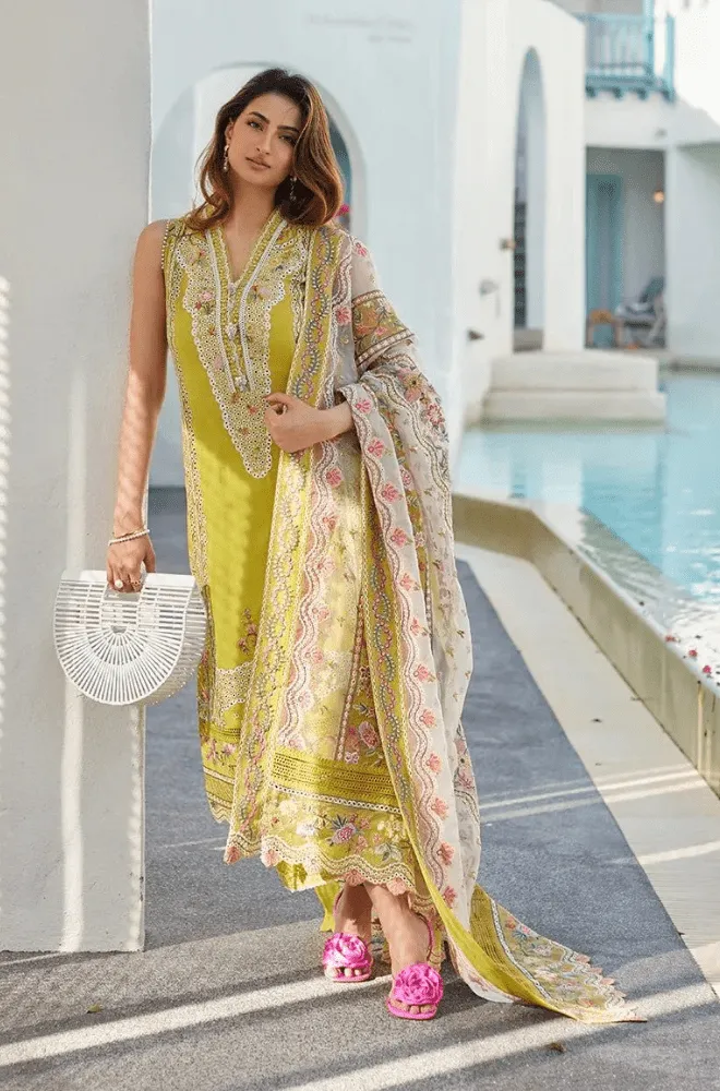 FAIZA SAQLAIN - 3PC Lawn Chikankari Embroidered Shirt with Monar Embroidered Dupatta and Trousert - BFB0726 - Image 5