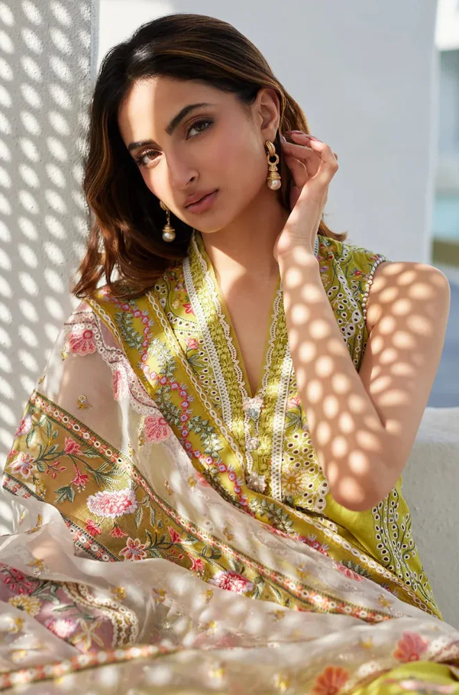 FAIZA SAQLAIN - 3PC Lawn Chikankari Embroidered Shirt with Monar Embroidered Dupatta and Trousert - BFB0726 - Image 6
