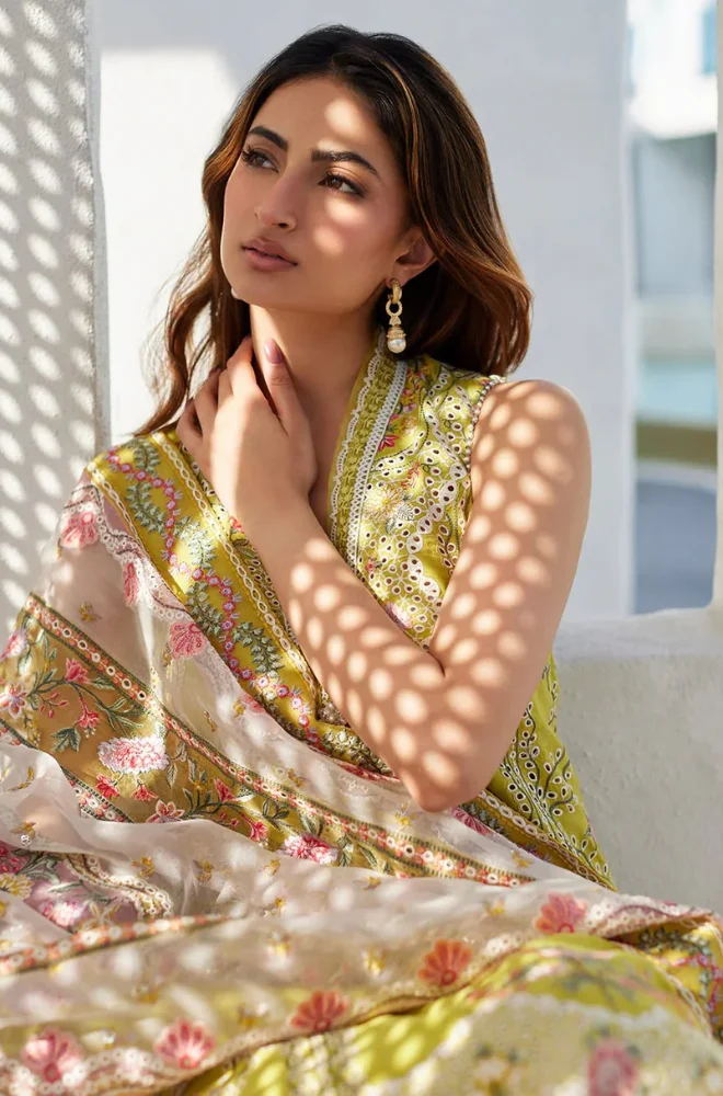 FAIZA SAQLAIN - 3PC Lawn Chikankari Embroidered Shirt with Monar Embroidered Dupatta and Trousert - BFB0726 - Image 7