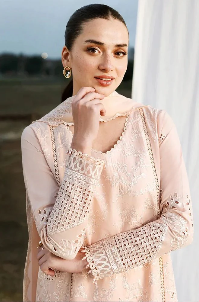 AZURE - 3PC Lawn Chikankari Embroidered Shirt with Chiffon Embroidered Dupatta and Trouser - BFB0768 - Image 3