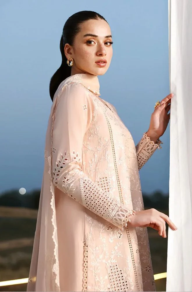AZURE - 3PC Lawn Chikankari Embroidered Shirt with Chiffon Embroidered Dupatta and Trouser - BFB0768 - Image 4