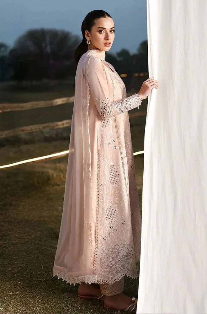 AZURE - 3PC Lawn Chikankari Embroidered Shirt with Chiffon Embroidered Dupatta and Trouser - BFB0768 - Image 5
