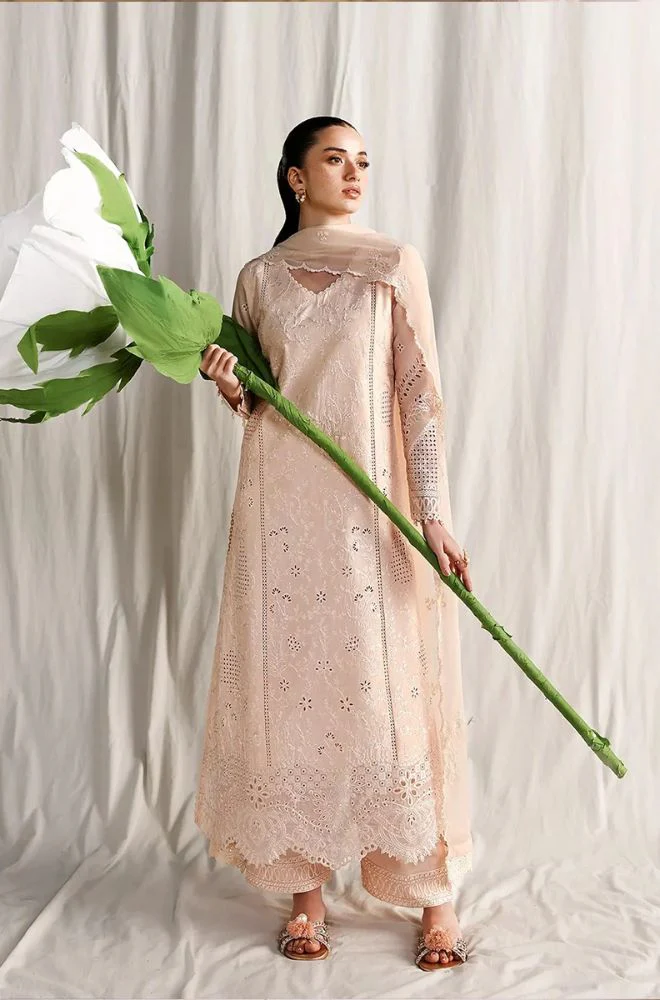AZURE - 3PC Lawn Chikankari Embroidered Shirt with Chiffon Embroidered Dupatta and Trouser - BFB0768 - Image 6