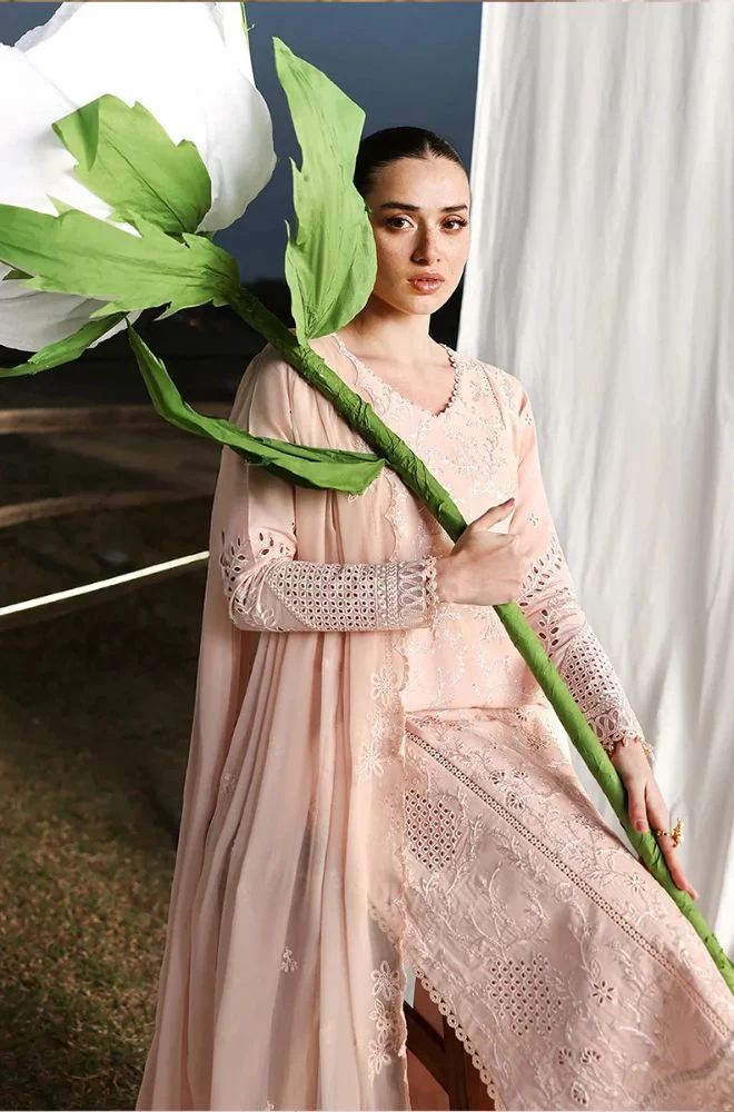AZURE - 3PC Lawn Chikankari Embroidered Shirt with Chiffon Embroidered Dupatta and Trouser - BFB0768 - Image 7