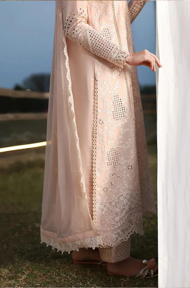 AZURE - 3PC Lawn Chikankari Embroidered Shirt with Chiffon Embroidered Dupatta and Trouser - BFB0768 - Image 8
