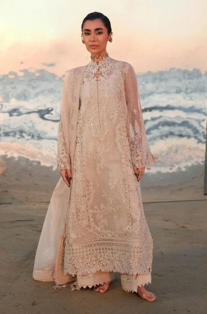 QALAMKAR - 3PC Lawn Chikankari Embroidered Shirt with Monar Emrboidered Dupatta and Trouser - BFB0778