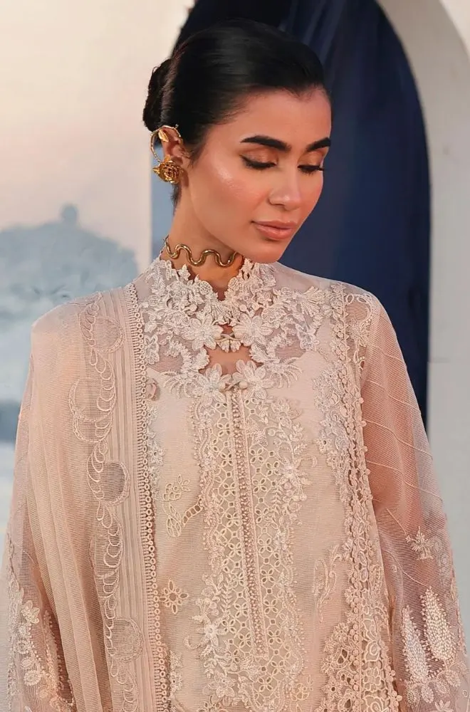 QALAMKAR - 3PC Lawn Chikankari Embroidered Shirt with Monar Emrboidered Dupatta and Trouser - BFB0778 - Image 3