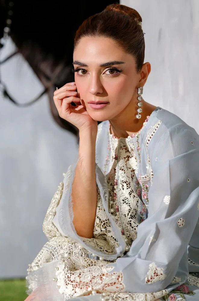 ELAF - 3PC Lawn Chikankari Embroidered Shirt with Monar Printed Dupatta and Trouser - BFB0780 - Image 4