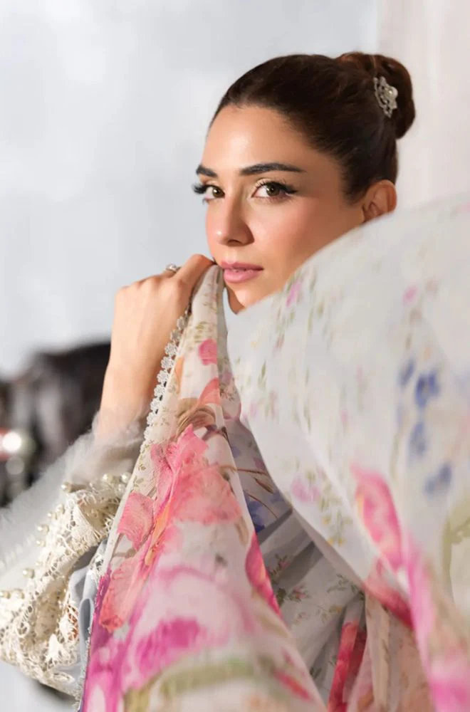 ELAF - 3PC Lawn Chikankari Embroidered Shirt with Monar Printed Dupatta and Trouser - BFB0780 - Image 5