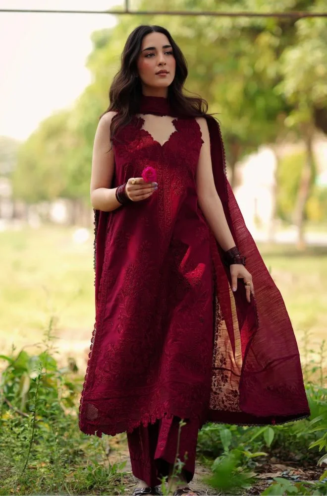 ZAIB - 3PC Lawn Chikankari Embroidered Shirt with Monar Embroidered Dupatta and Trouser - BFB0781