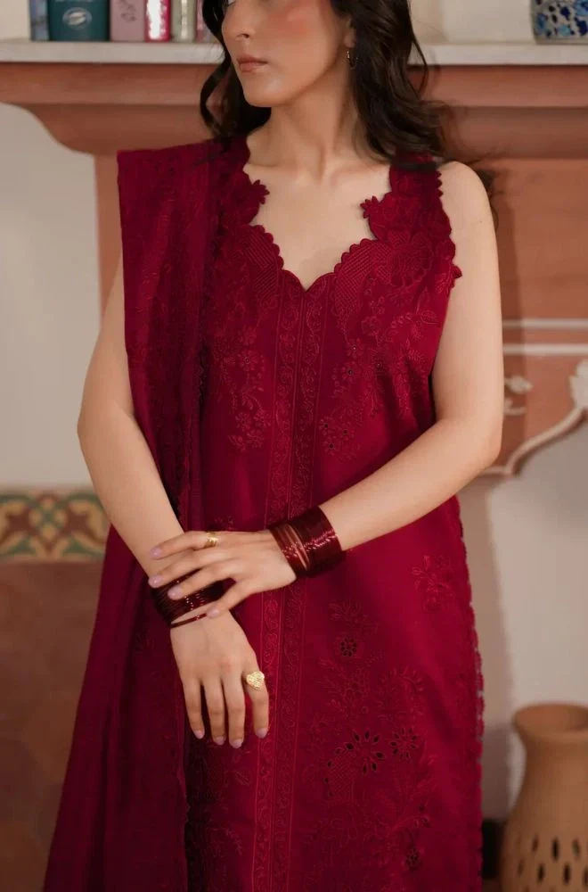 ZAIB - 3PC Lawn Chikankari Embroidered Shirt with Monar Embroidered Dupatta and Trouser - BFB0781 - Image 2