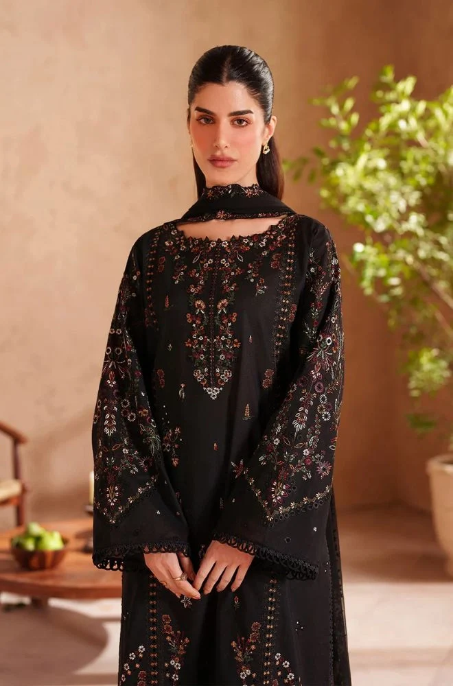 IZNIK - 3PC Lawn Chikankari Embroidered Shirt with Chiffon Embroidered Dupatta and Trouser - BFB0782 - Image 4