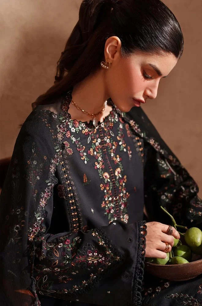 IZNIK - 3PC Lawn Chikankari Embroidered Shirt with Chiffon Embroidered Dupatta and Trouser - BFB0782 - Image 5