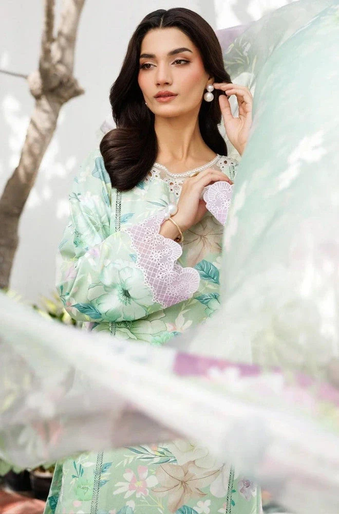 FARASHA - 3PC Lawn Printed Shirt with Lawn Printed Dupatta and Trouser - BFB0698 - Image 3