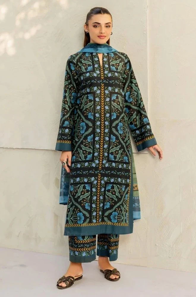 JAZMIN - 3PC Lawn Digital Printed Shirt With Lawn Printed Shirt and Trouser - BFB0700