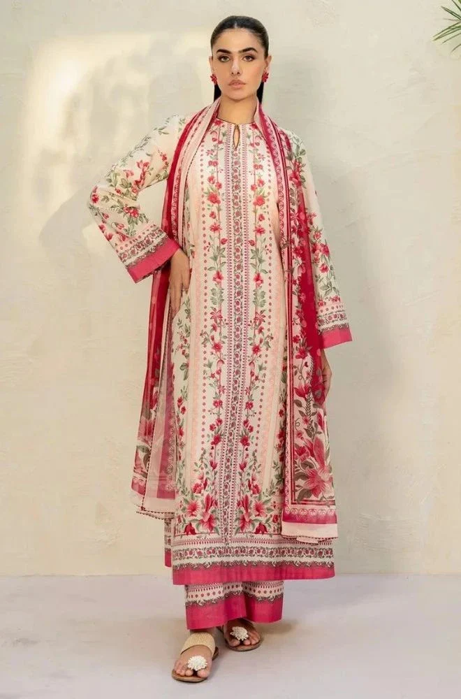 JAZMIN - 3PC Lawn Digital Printed Shirt With Lawn Printed Dupatta and Trouser - BFB0701 - Image 3