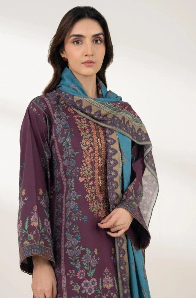 SAPPHIRE -3PC Lawn Digital Printed shirt with printed duppata and Trouser- BFB0707 - Image 3