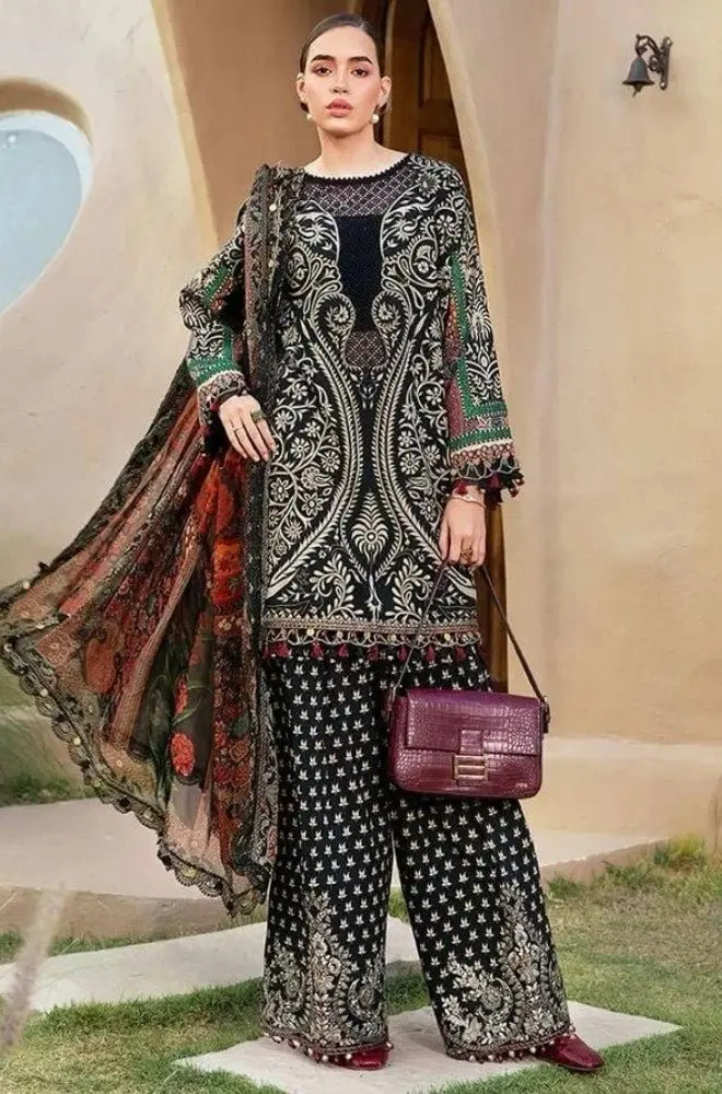 MARIA B - 3PC Lawn Digital Printed Shirt With Lawn Printed Dupatta and Trouser- BFB0709
