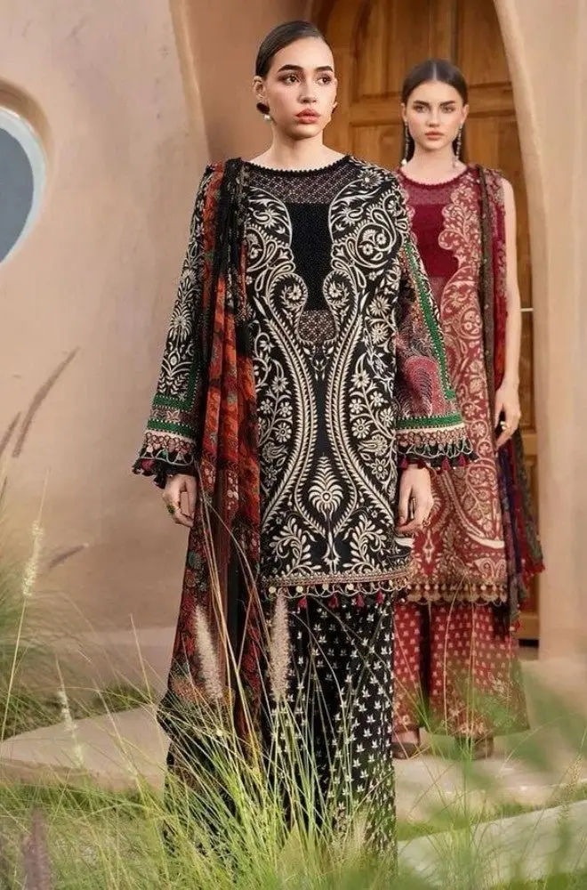 MARIA B - 3PC Lawn Digital Printed Shirt With Lawn Printed Dupatta and Trouser- BFB0709 - Image 3