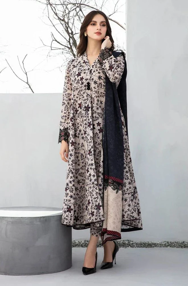 BAROQUE - 3PC Lawn Digital Printed Shirt with Lawn Printed Dupatta and Trouser - BFB0712