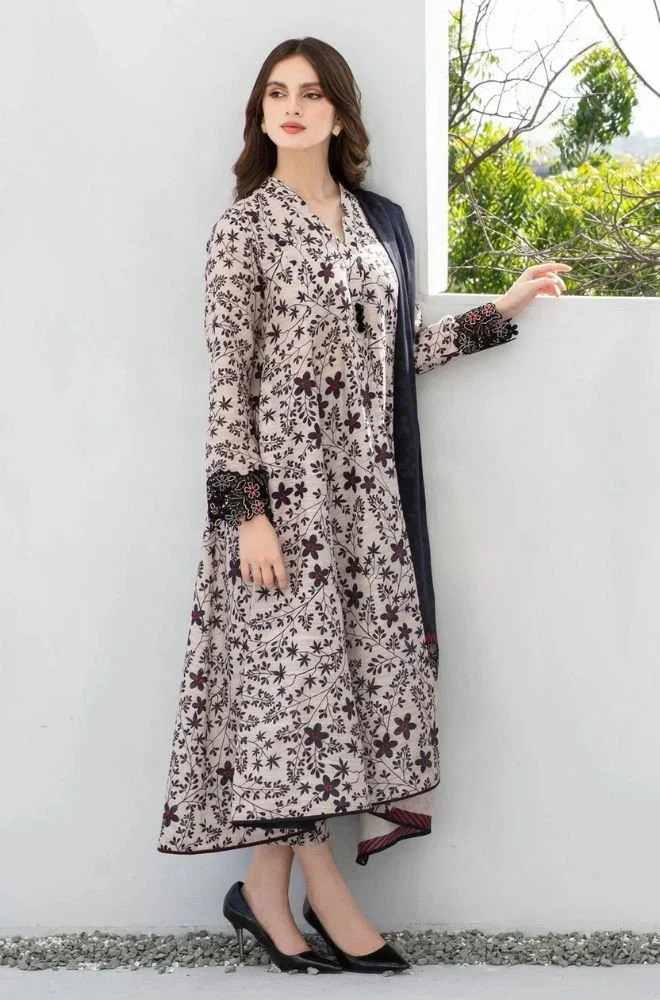 BAROQUE - 3PC Lawn Digital Printed Shirt with Lawn Printed Dupatta and Trouser - BFB0712 - Image 3