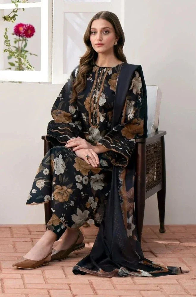 BAROQUE - 3PC Lawn Digital Printed Shirt With Lawn Printed Dupatta and Trouser - BFB0715 - Image 3