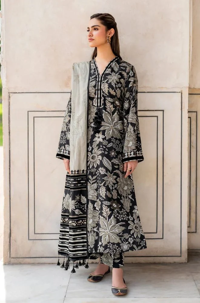 BAROQUE - 3PC Lawn Digital Printed With Lawn Printed Dupatta and Trouser - BFB0717