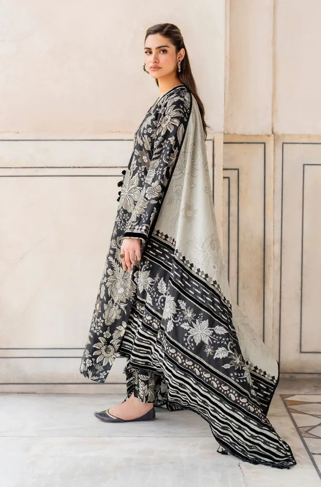 BAROQUE - 3PC Lawn Digital Printed With Lawn Printed Dupatta and Trouser - BFB0717 - Image 3