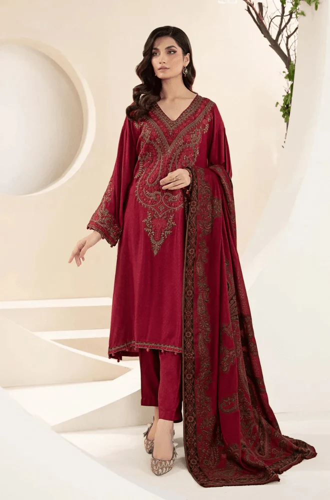MARIA B - 3PC Lawn Embroidered Shirt with Chiffon Embroidered Dupatta and Trouser - BFB02170