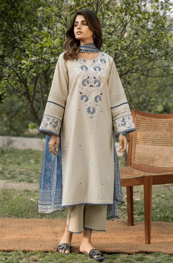 ASIM JOFA - 3PC Lawn Embroidered Shirt with Monar Printed Dupatta and Trouser - BFB0671