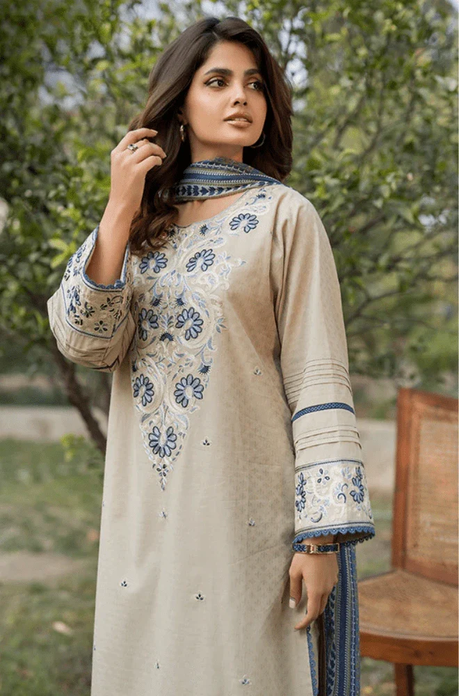 ASIM JOFA - 3PC Lawn Embroidered Shirt with Monar Printed Dupatta and Trouser - BFB0671 - Image 3