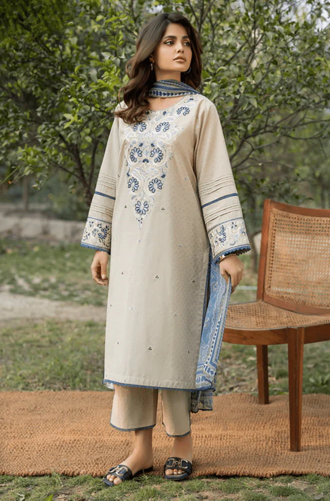 ASIM JOFA - 3PC Lawn Embroidered Shirt with Monar Printed Dupatta and Trouser - BFB0671 - Image 4