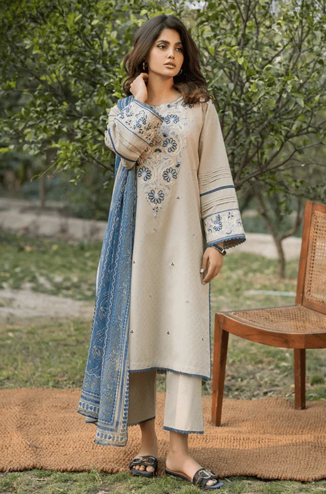 ASIM JOFA - 3PC Lawn Embroidered Shirt with Monar Printed Dupatta and Trouser - BFB0671 - Image 5