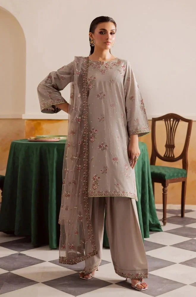 BATIK - 3PC Lawn Embroidered Shirt with Chiffon Embroidered Dupatta and Trouser - BFB0678 - Image 4