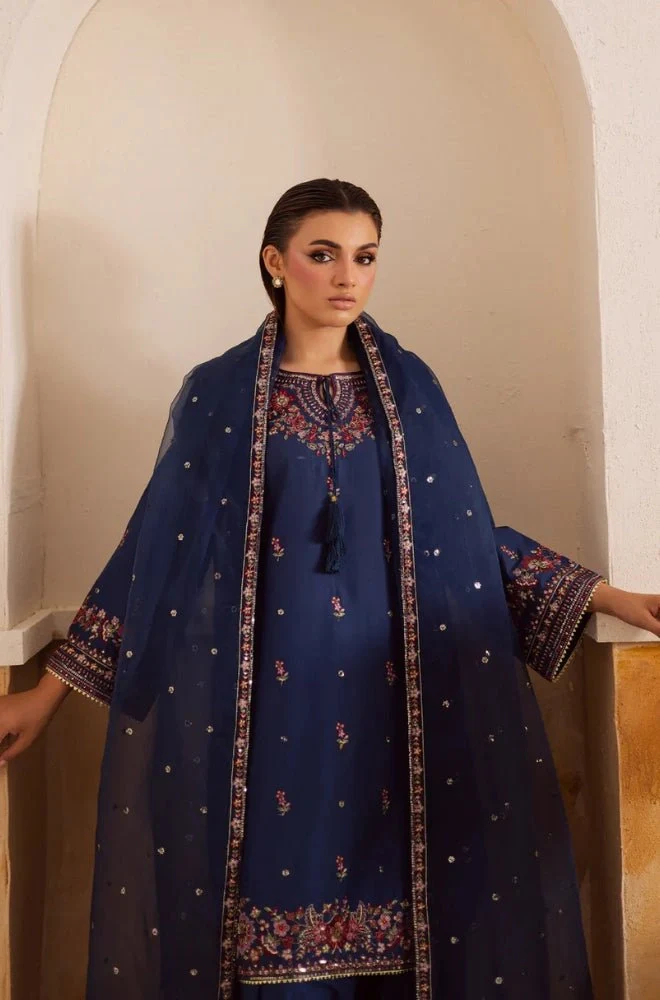 Summer 3PC Lawn Embroidered Shirt with Chiffon Embroidered Dupatta and Trouser - BFB0679 - Image 3