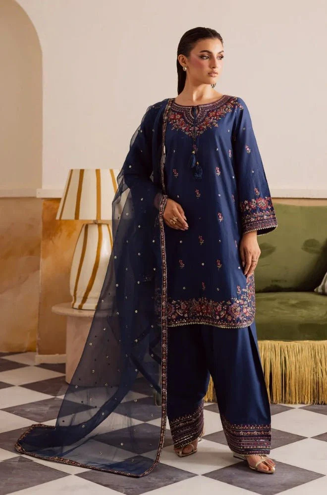 Summer 3PC Lawn Embroidered Shirt with Chiffon Embroidered Dupatta and Trouser - BFB0679 - Image 5