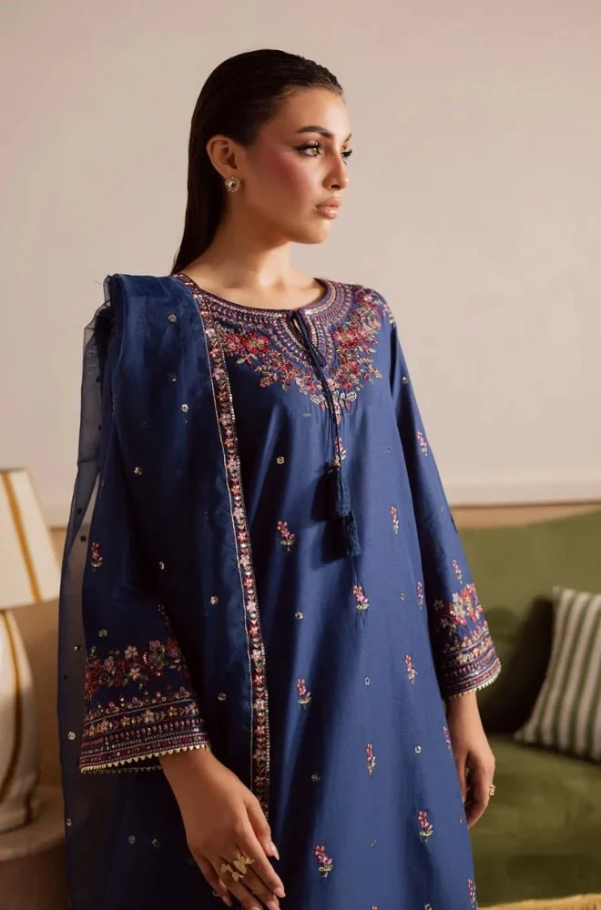 Summer 3PC Lawn Embroidered Shirt with Chiffon Embroidered Dupatta and Trouser - BFB0679 - Image 6