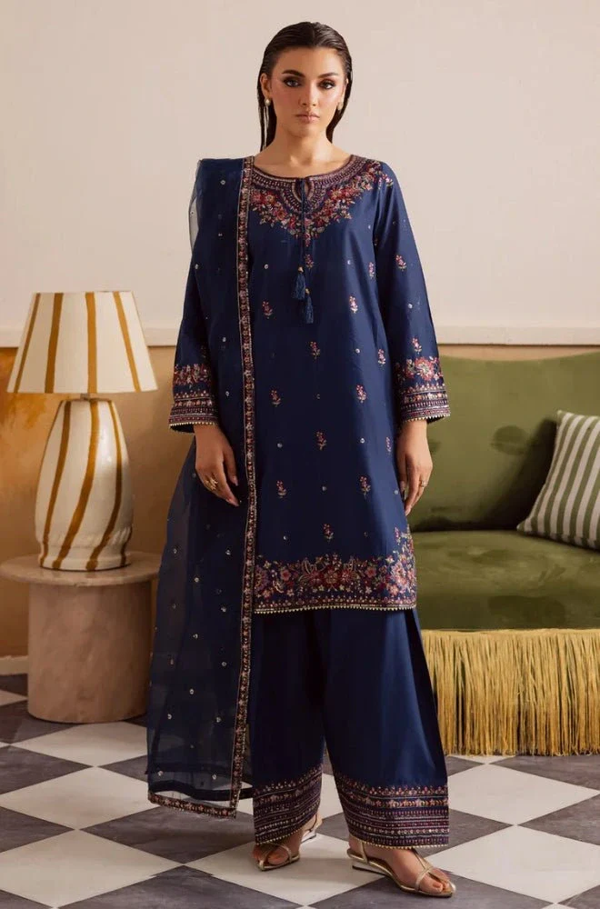 Summer 3PC Lawn Embroidered Shirt with Chiffon Embroidered Dupatta and Trouser - BFB0679 - Image 7