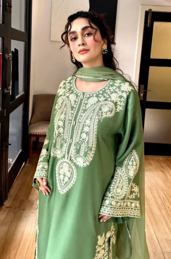 MARINA - 3PC Lawn Embroidered Shirt with Chiffon Embroidered Dupatta and Trouser - BFB0681 - Image 2