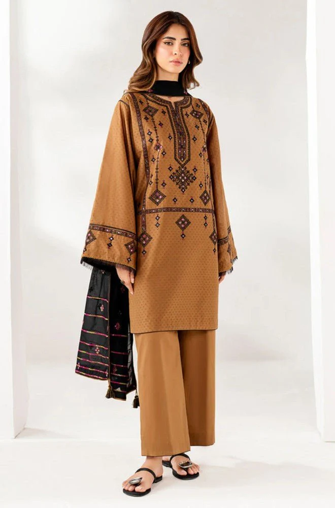 JAZMIN - 3PC Lawn Embroidered Shirt with Chiffon Embroidered Dupatta and Trouser - BFB0692