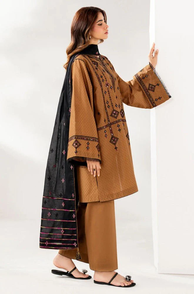 JAZMIN - 3PC Lawn Embroidered Shirt with Chiffon Embroidered Dupatta and Trouser - BFB0692 - Image 4