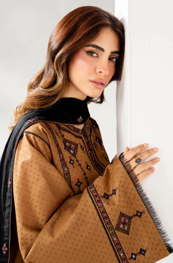 JAZMIN - 3PC Lawn Embroidered Shirt with Chiffon Embroidered Dupatta and Trouser - BFB0692 - Image 6
