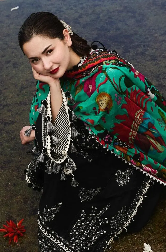 HUSSAIN REHAR - 3PC Lawn Embroidered Shirt with Slub Printed Dupatta and Trouser - BFB0693 - Image 4