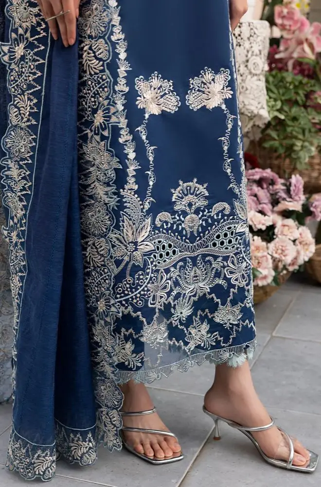 MUSHQ - 3PC Lawn Embroidered Shirt with Khadi Net Embroidered Dupatta and Trouser - BFB0720 - Image 3