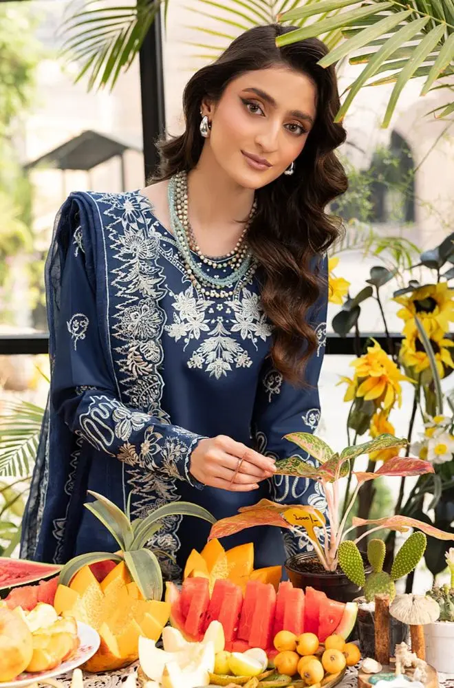MUSHQ - 3PC Lawn Embroidered Shirt with Khadi Net Embroidered Dupatta and Trouser - BFB0720 - Image 7